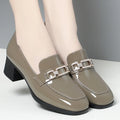 Spring Autumn Ladies Pumps Shallow Shoes Patent Leather Soft Sole Crystal High Heels  Loafers Fashion Breathable Single Shoe