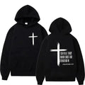 Men's Hoodie with Religious Cross and Motivational Text Prints Pullover Style Fashion Casual HipHop Sweatshirt Harajuku Unisex