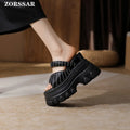 2025 New Women Sandals Women Slippers Black Wedge Platform Open Toe Women Orthopedics Thick Bottom Beach High Heels Slides