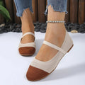 Women's Lightweight Knit Flats Fashion Mix Color Flat with Mary Jane Shoes for Women Square Toe Comfort  Size 36-42