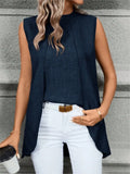 2024 Fashion Two Fake Pieces Shirts For Women O-neck Sleeveless Shirt Tops Summer Elegant Solid Blouse Top Femme Black Clothing
