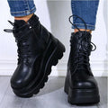 Gothic Black Boots Ankle Shoes on Heels Platform Sneakers Chunky for Women Luxury Designer Casual New Rock Booties