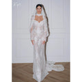 Kyoto Customized White Floral Lace Wedding Dress Off Shoulder Long Sleeves Vestidos De Noiva Exquisite Mermaid Evening Dresses