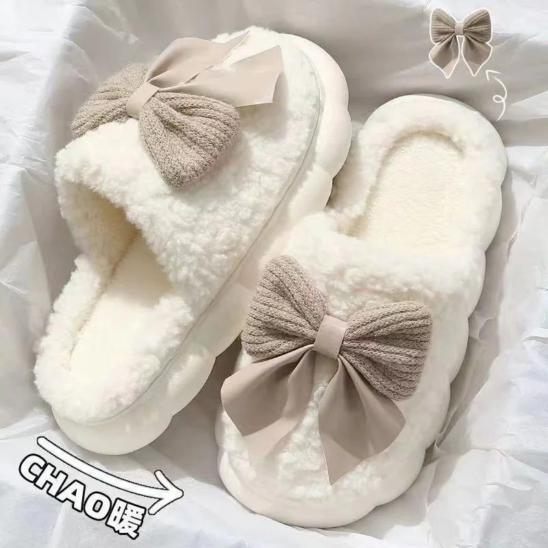 2025 Women's Cotton Slippers Indoor Home Anti-Slip Thick Bottom Fluffy Slip-On Slippers Comfortable Home Shoes for Autumn Winter