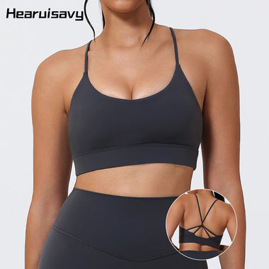 Hearuisavy Sports Bra For Women Gym Underwear Breathable Push Up Fitness Top Running Shock Proof Comfort Pilates Yoga Bra Female