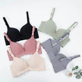 Women's Simple Solid Color Wave-Edge Bra Seamless Steel-Free Gathering Bra Sexy Comfortable Adjustable Shoulder Straps Lingerie