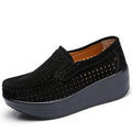 Women's Loafers Flat Genuine Leather Women's Genuine Leather Loafers Slip-On Round Toe Navy Platform Flat Shoes Spring Autumn Casual