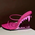 2025 Summer Spring Women High Heels Shoes Sexy Woman Metal Fangs Pointed Toe Sandals Pointed Toe Luxury Brand Peep Toe Pumps