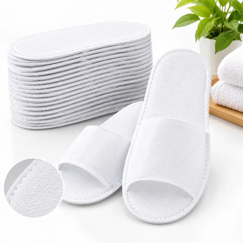10/30Pairs Non Woven Disposable Slippers for Men Women Unisex Hotel Guest Shoes Travel Home Spa Indoor Business Accommodation