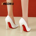 Women's High Heels Fashion Large Size 45 Pointed Toe Stiletto High Heels 12cm Women's Shoes Banquet Bar Wedding Shoes Red  Pink