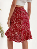 Women's Flouncing mini Dress High-Waisted Ruffled Single Short Heart Skirt Summer Casual Beach Bohemian Dress S016