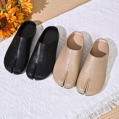 Spring Autumn Dance Shoes Fashion Soft Leather Split Toe Women Tabi Ballet Flats Comfortable Walking Lazy Loafers Casual Girls