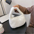 Fashion Leopard Print Shoulder Bag Solid Color Zipper Underarm Handbag Soft Faux Fur Casual Tote Bag Casual Wear