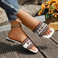Fashion Mixed Colors Letter Flat Slippers Women Plus Size Light Square Toe Casual Slippers Comfort Soft Sole Anti Slip Slides
