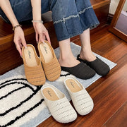 Breathable Baotou Half Slippers Lightweight Hollow Flat Bottom Slippers All-Match Anti-Slip Hand-Woven Slippers Summer Wear