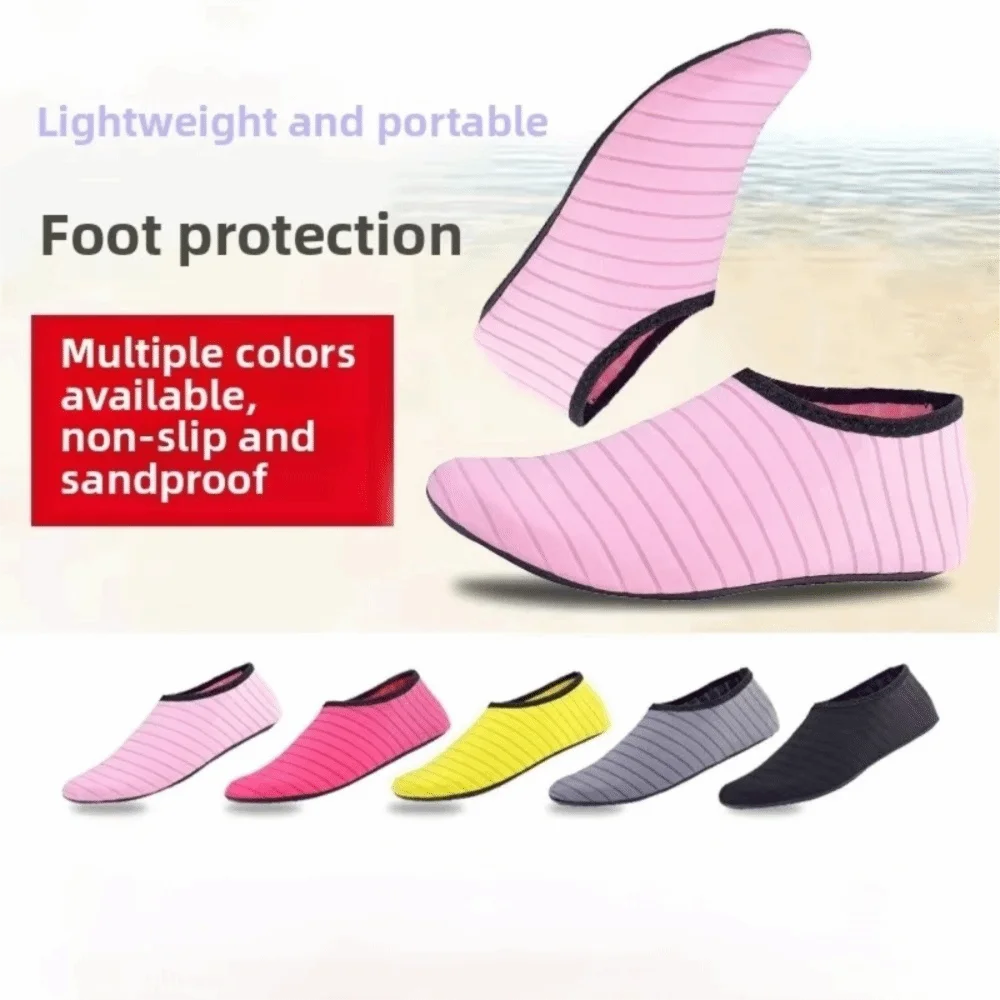 1 Pair New Unisex Aqua Shoes Lightweight Rubber Sole Water Shoes Non-Slip Swim Socks for Swimming, Diving & Beach