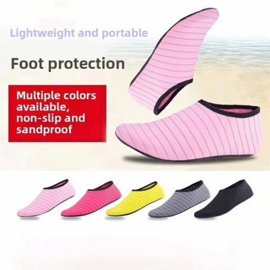 1 Pair New Unisex Aqua Shoes Lightweight Rubber Sole Water Shoes Non-Slip Swim Socks for Swimming, Diving & Beach