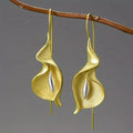 New Gold Silver Drop Earrings Twist Design Lightweight Floral Dangle Earrings Calla Lily Earrings Women