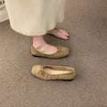 Square Toe Ballet Flats Women Soft Sole Casual Shoes Elegant Bow Shallow Slip-On Work Daily Vintage Ladies Footwear