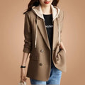 2025 Spring Autumn Women's Suit Coat Hooded Appear Thin Temperament Ladies Blazer Leisure Large Size Elegant Female Suit Tops