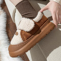 Cute Chunky Platform Lambswool Winter Slippers Women Hook Loop Non Slip Warm Cotton Shoes Comfotable Thick Sole Plush Slippers