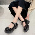 Patent Leather High Heels Mary Jane Shoes Women Japanese Style Ankle Buckle Platform Pumps Woman Punk Jk Uniform Lolita Shoes 43
