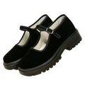 Fashionable Breathable Women's Slip-On Shoes Thick Heel Comfortable Work Shoes Mary Janes Flat Heel Cotton Lined PU Leather