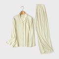 High Quality Couples Sleepwear Casual Solid Color Long Sleeve Long Trousers Pajama Set Couple Cotton Viscose Sleepwear Set