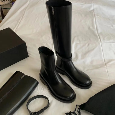 Women Boots Knee-length Detachable Double-wear Punk Leather Women Platform Boots Motorcycle Thigh-high Boots Fashion Women