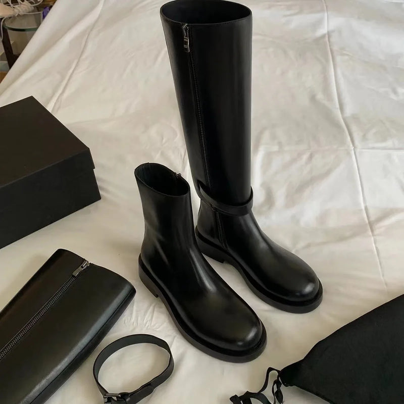 Women Boots Knee-length Detachable Double-wear Punk Leather Women Platform Boots Motorcycle Thigh-high Boots Fashion Women