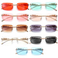 Rimless Small Square Sunglasses Women Men Luxury Brand Designer Travel Driving Sun Glasses Metal Leopard Head Shade Eyewear