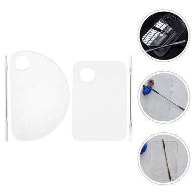 Lightweight Transparent Acrylic Mixing Palette Set for Makeup, Nail Art & Painting – 2PCS Blending Tray