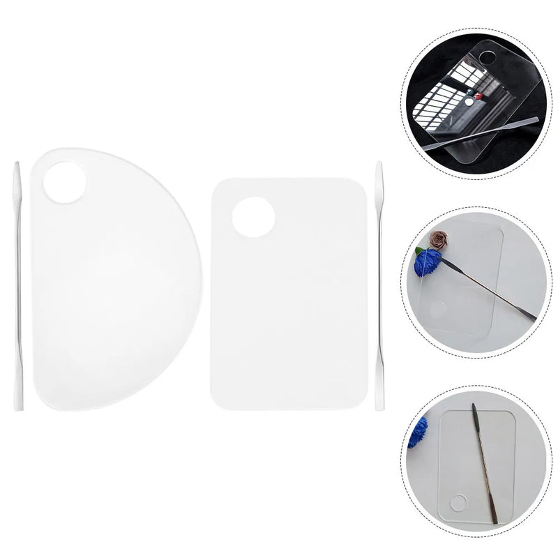 Lightweight Transparent Acrylic Mixing Palette Set for Makeup, Nail Art & Painting – 2PCS Blending Tray