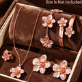 1 Pair of Earrings + 1 Necklace + 1 Bracelet + 1 Ring, Stainless Steel Jewelry Set with Floral Design for Fashionable Women