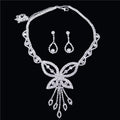 Luxury Big Butterfly Pendant Flower Crystal Bridal Jewelry Sets Women Statement Gold Color Necklace Earrings Set For Wedding