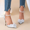 Plus Size Women's Pointed Toe Stiletto Sandals, Elegant Princess High Heels for Wedding Party Banquet Spring Summer
