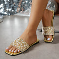 Women Slippers Rhinestone Flat Sandals Fashion Crystal Summer Slippers Comfort Non Slip Beach Shoes Women Flats Slides Women
