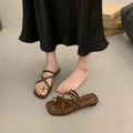 Stylish Women's Cross Strap Slide Sandals Comfortable Lightweight Toe Loop Beach Shoes with Casual Solid Color Design for Summer