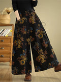 Jeans Retro Autumn Flower Floral Print Fashion Elastic High Waist Ladies Trousers Oversized Long Women Loose Woman Denim Pants