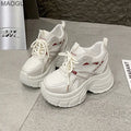 10CM Height Increasing Women's Chunky Sneakers Lace Up Platform Casual Shoes Zapatillas De Mujer Size 34-39 Zapatos De Mujer