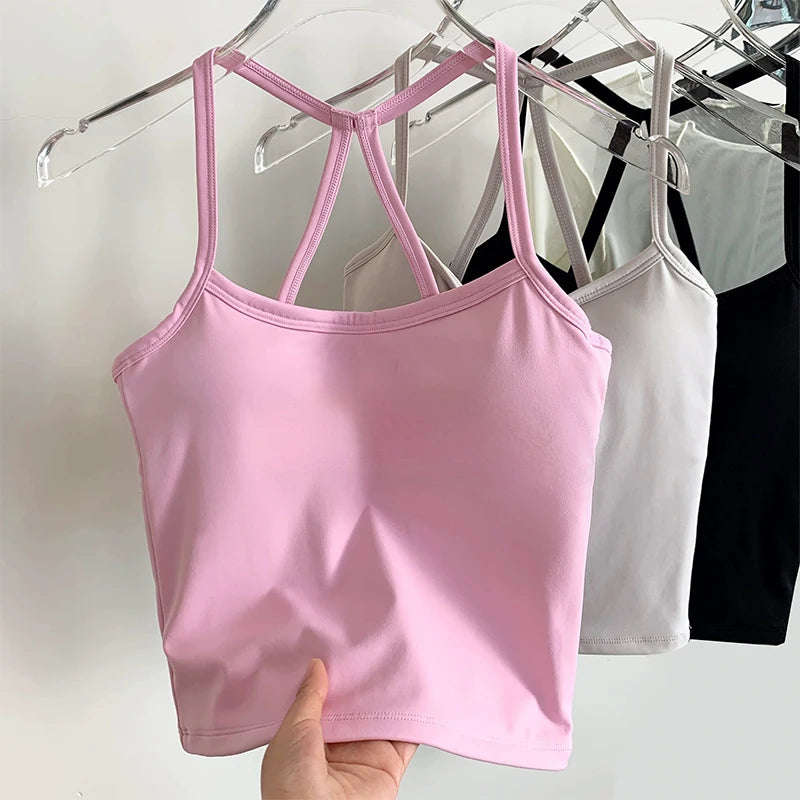 Women's Sports Bra Women's Slim Fit Nude Sports Bra Yoga Fitness Vest Skin Friendly Pilates Top Beautiful Back Design Suspension Yoga Fitness Top