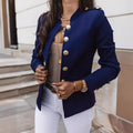 Women's Long Sleeve Slim Fit Blazer, Button Front Short Suit Jacket Office Casual Coat