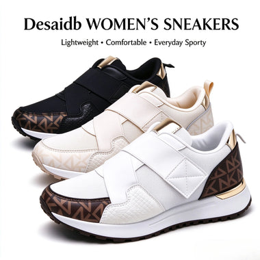 Desaidb Women Velcro Printed Chunky Sneakers Thick Sole Height Increasing Breathable All Seasons Daily Outdoor Sports Shoes