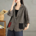 Retro Contrasting Color Splicing Striped Blazer Women's Autumn Design Sense Niche Casual Versatile Suit Top Trendy Suit Jacket