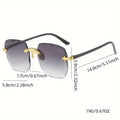 3PCS Square Rimless Sunglasses Women Luxury Brand Designer Summer Red Glasses Fashion Sun Glasses For Men UV400 Shades Oculos