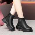 Women White Platform Leather  Boots 2026 New Lace Up With Double Side Zippers Thick Lug Sole Casual Style Fashion ALL Seasons