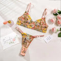 2-Piece Floral Lingerie Set Sheer Embroidery Underwear Intimates Versatile Underwire Push-up Bra Panty Set For Lady Girl