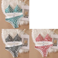 3/6pcsSeamless Bra Set, Low Rise Underwear, Leopard Print Bra, Sexy Lingerie Set, V-Neck Sports Bra, Women'S Cotton Lingerie Set