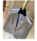 Acetate Ultra-Gloss Short Small Suit Jacket 2026 Spring Autumn New Slim-Fit Satin Gray Blazer V-Neck Jackets Female Elegant