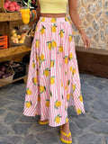 Patchwork Skirt Printed Mid Length Elegant Style with a Line Embossed Design a Professional Elegance No Stretch Women Skirt